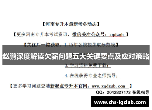 赵鹏深度解读欠薪问题五大关键要点及应对策略
